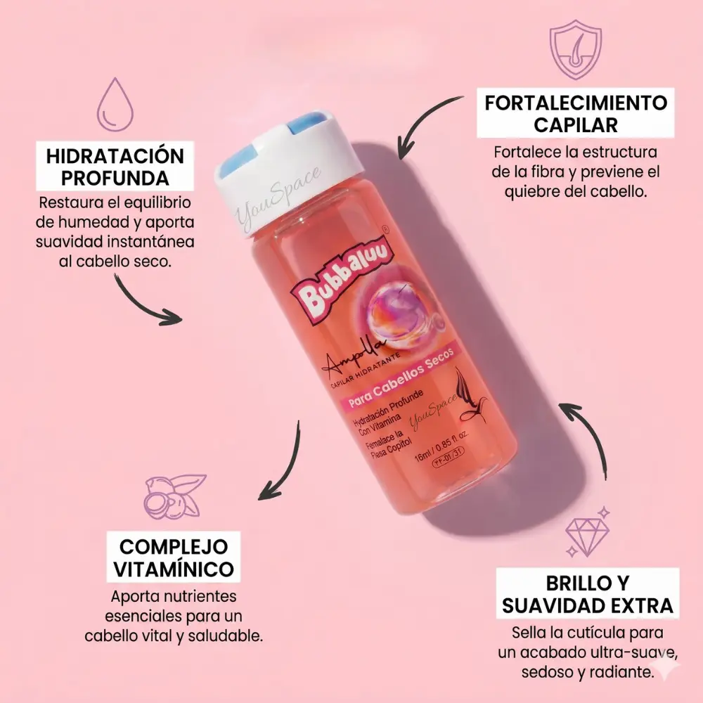 ampolla capilar hidratante para cabello seco bubbaluu 15ml ampolla capilar hidratante para cabello seco bubbaluu 15ml