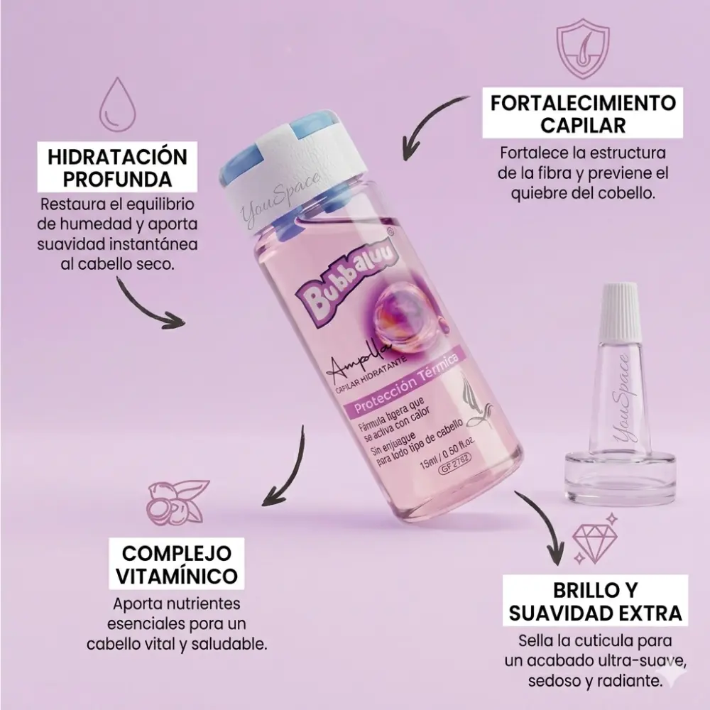 ampolla capilar hidratante de proteccion termica bubbaluu 15ml ampolla capilar hidratante de proteccion termica bubbaluu 15ml