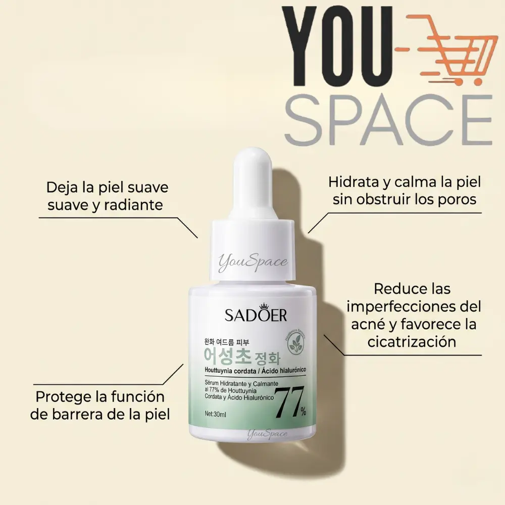 serum hidratante calmante acido hialuronico con huttuynia 77% sadoer 30ml serum hidratante calmante acido hialuronico con huttuynia 77% sadoer 30ml