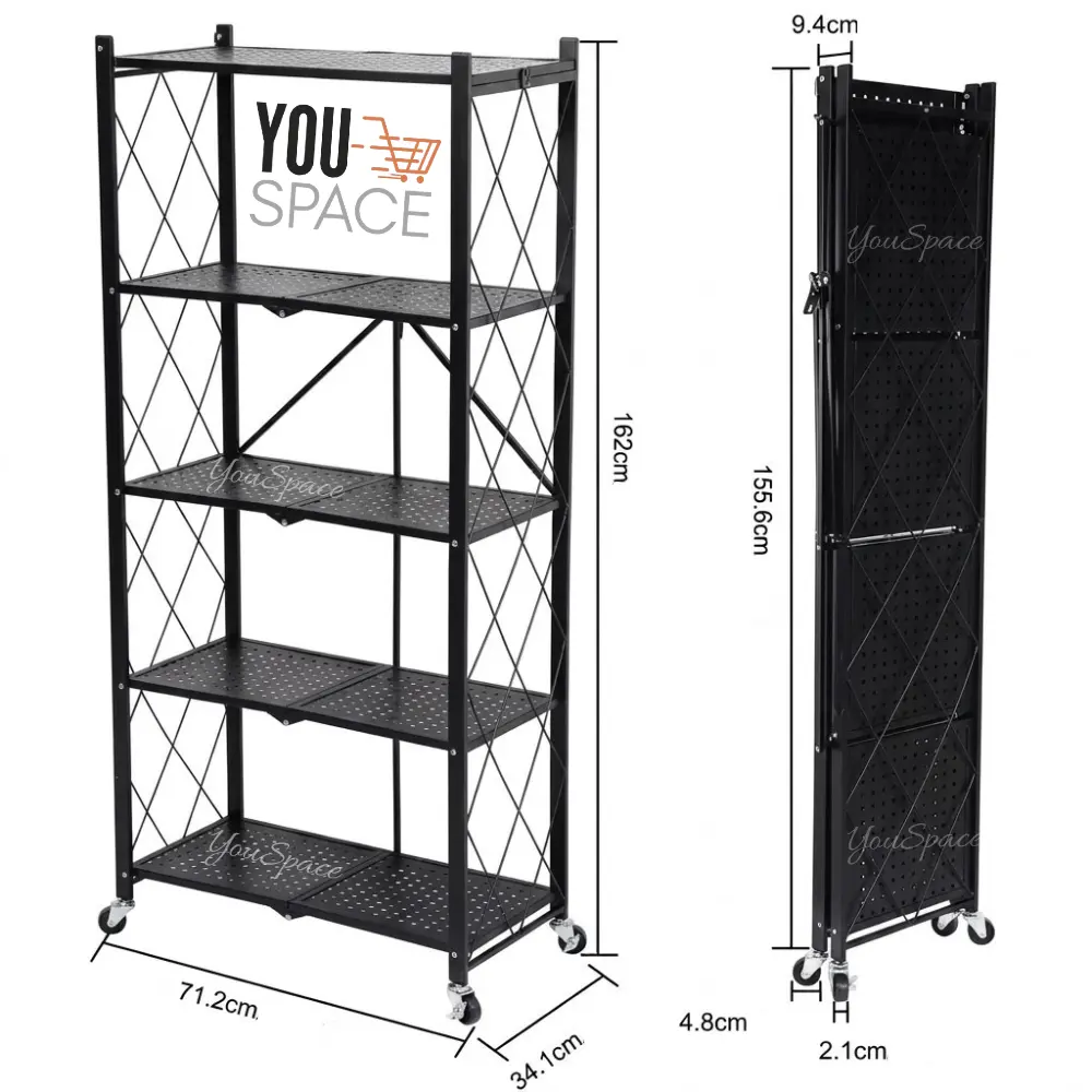 estante metalico plegable de 5 niveles con ruedas 120kg estante metalico plegable de 5 niveles con ruedas 120kg