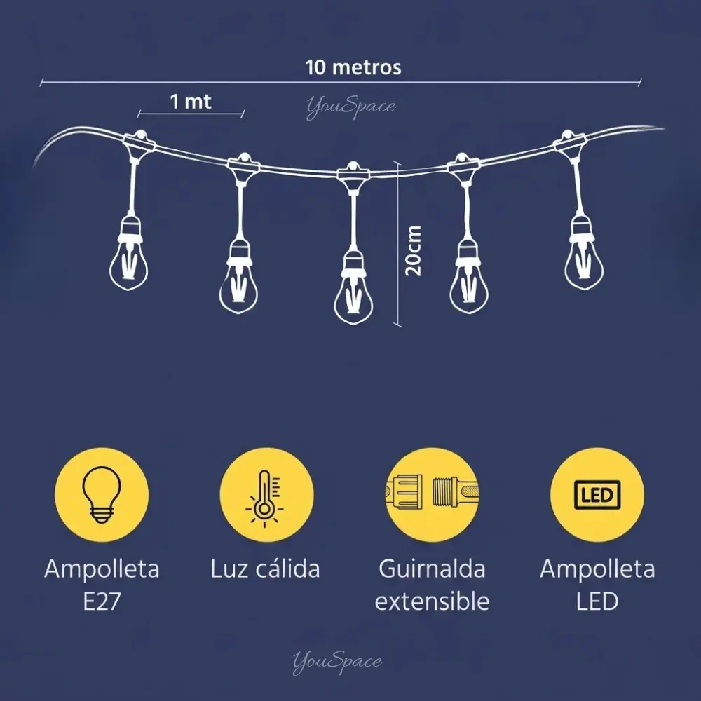 guirnalda de luces led de carga solar foco desmontable 10m guirnalda de luces led de carga solar foco desmontable 10m