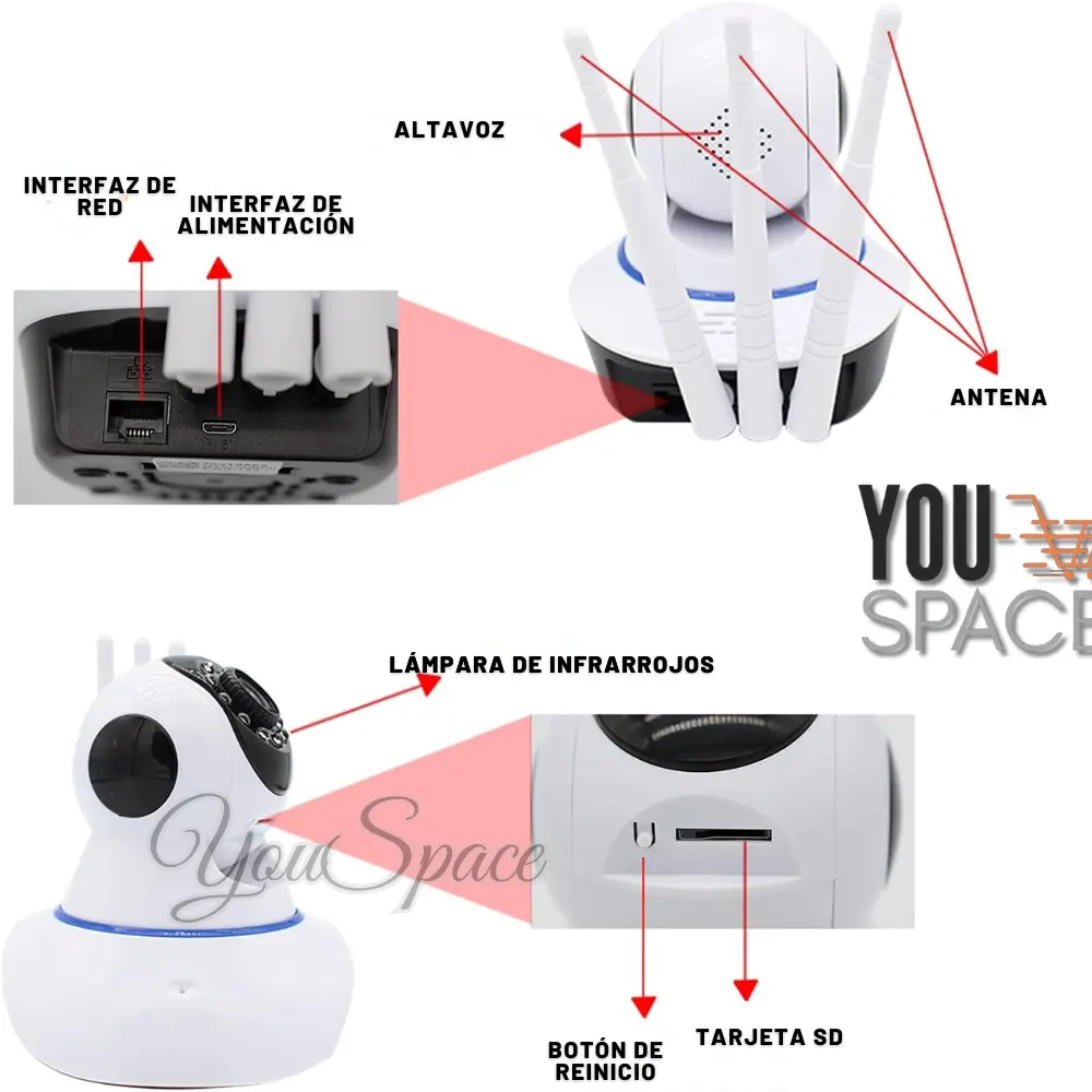 camara 3 antenas ip wifi hd vision nocturna 360° camara 3 antenas ip wifi hd vision nocturna 360°