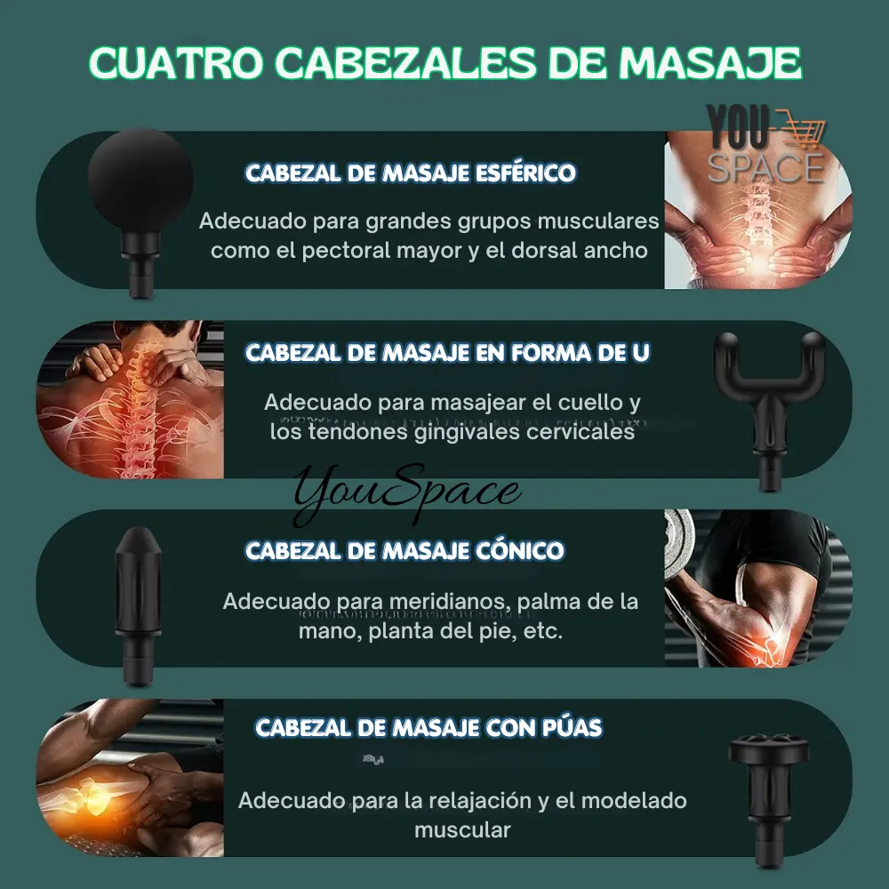 mini masajeador gun con 4 cabezales mini masajeador gun con 4 cabezales