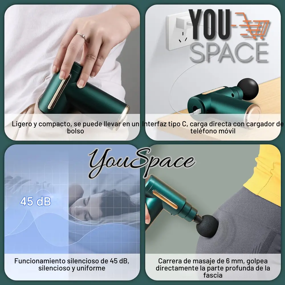 mini masajeador gun con 4 cabezales mini masajeador gun con 4 cabezales
