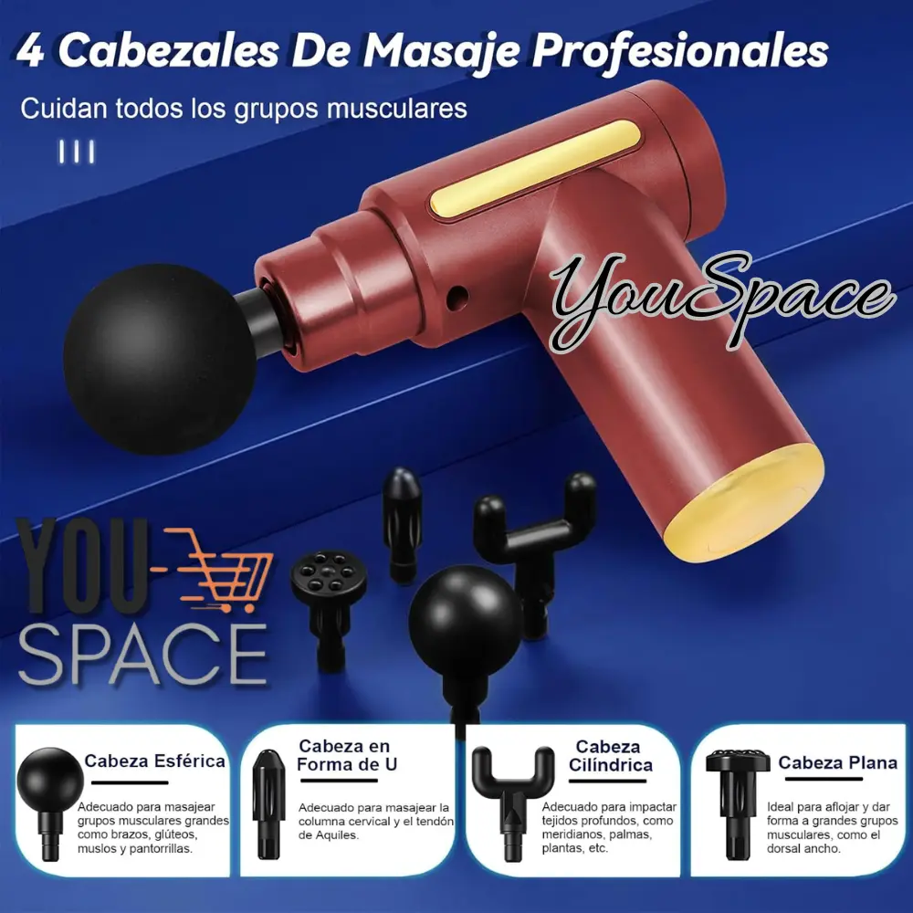 mini masajeador gun con 4 cabezales mini masajeador gun con 4 cabezales