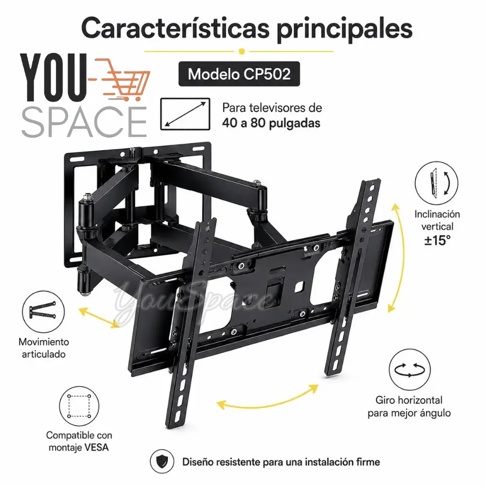 soporte articulado de pared para televisor de 40 a 80 pulgadas (cp502) soporte articulado de pared para televisor de 40 a 80 pulgadas (cp502)
